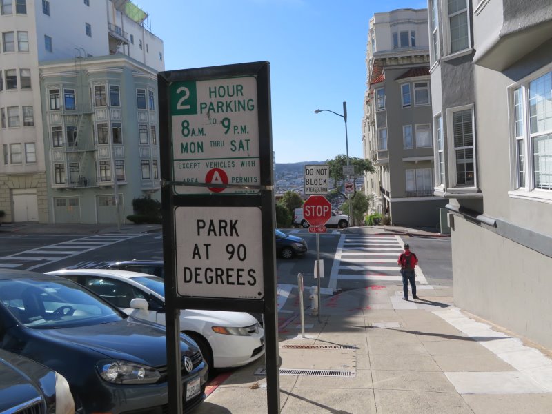 Steep hills, no parallel or angle parking